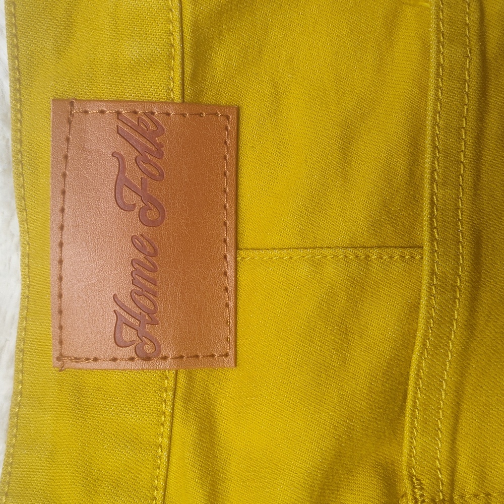 Home Folk Mustard Yellow Wide Flare Women's Pants Size 12 NWT Bell bottom - Picture 15 of 16